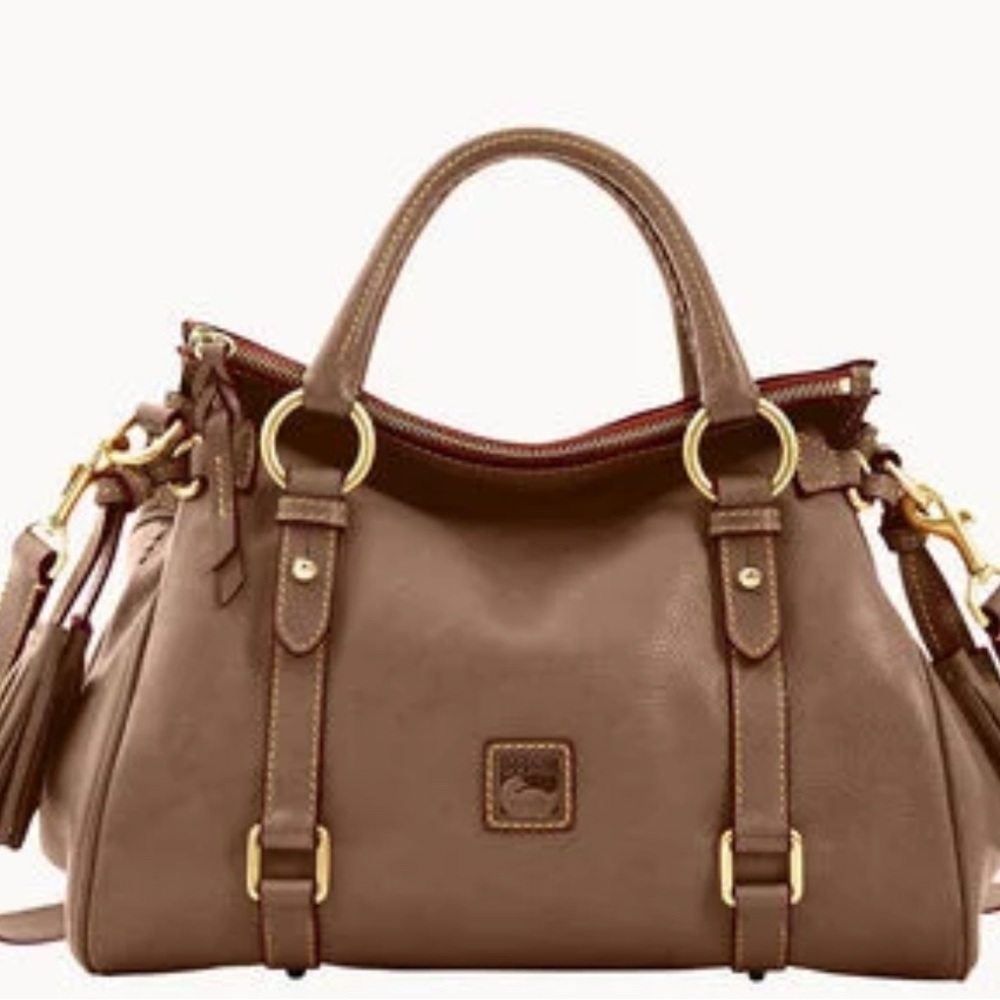 Dooney & Bourke Tan Leather Satchel with Gold Accents